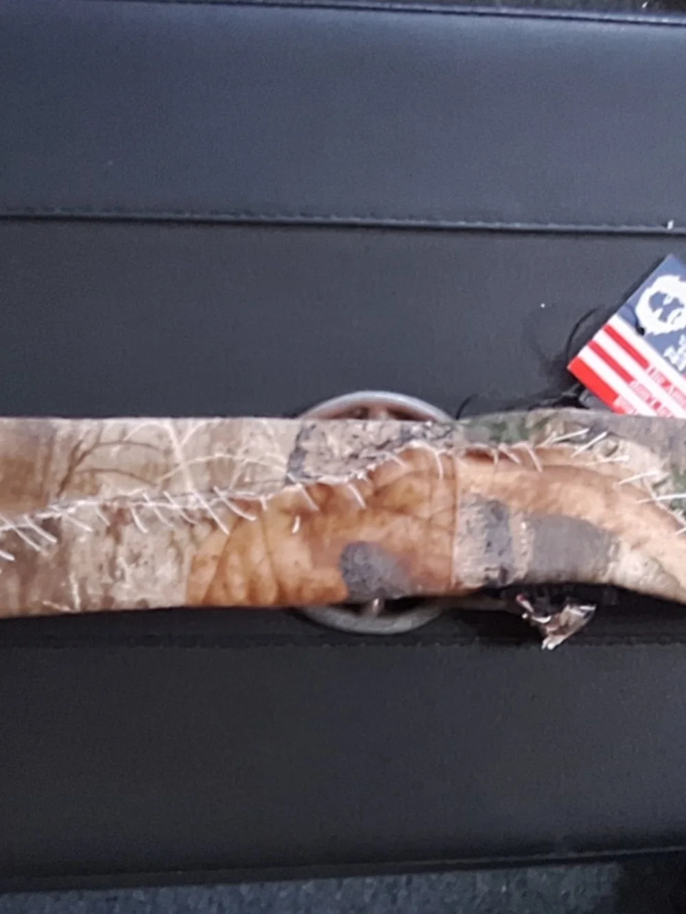 Men's Custom Camo Canvas Belt with Peace Sign Buckle — Brown Camo